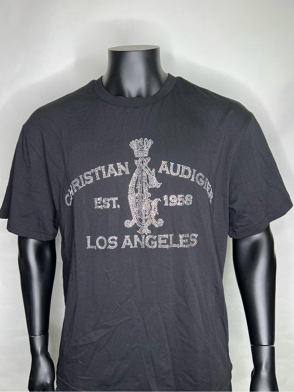 Christian Audigier Black Los Angeles Rhinestone Graphic T-Shirt NWT